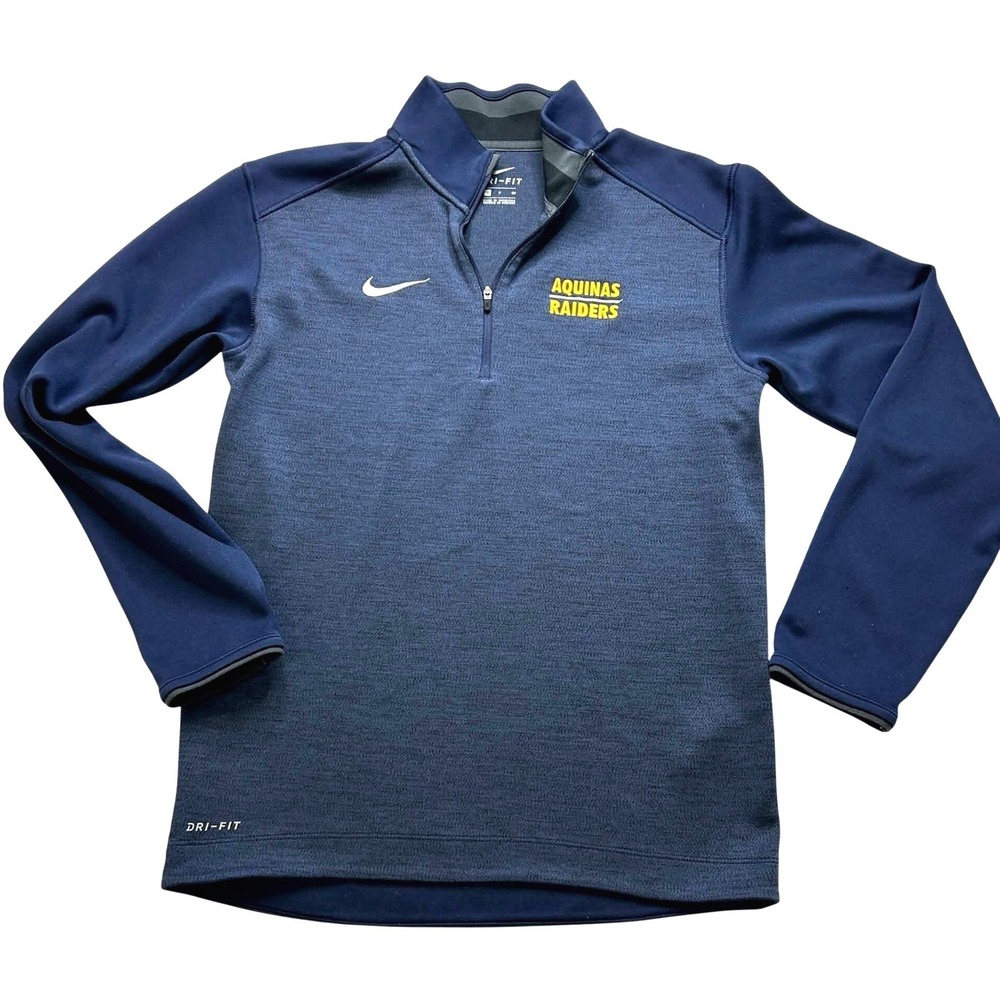 Nike Dri-FIT Aquinas Raiders Mens Coaches 1/2 Zip Pullover Navy Blue S M-53443
